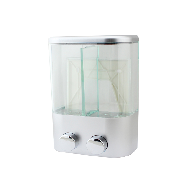 OJ-YL19Y-D 욕실 600ml ABS 무광택 수동 액체 비누 디스펜서 시각적 창 위생 벽걸이 형 액체 비누 디스펜서
