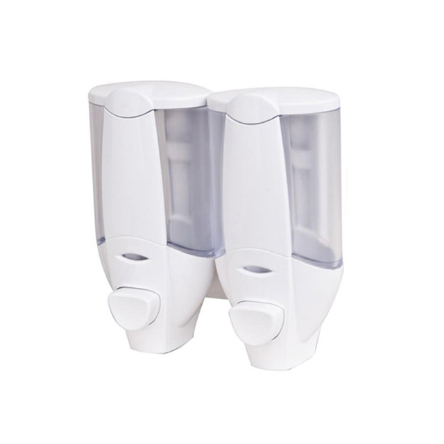 OJ-YL20W-D 욕실 300ml * 2 ABS 흰색 수동 액체 비누 디스펜서 시각적 창 위생 벽걸이 형 액체 비누 디스펜스